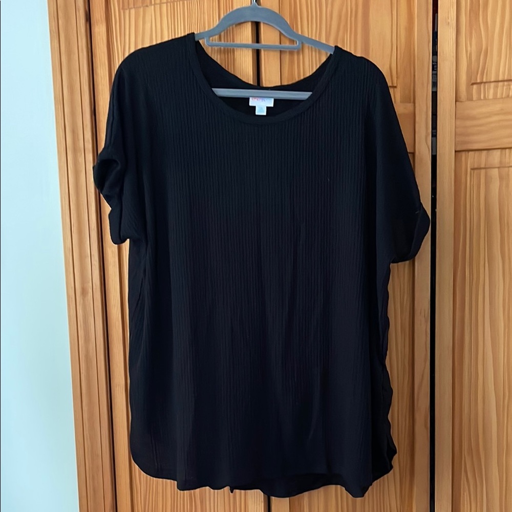 Solid black Misty mixed media top